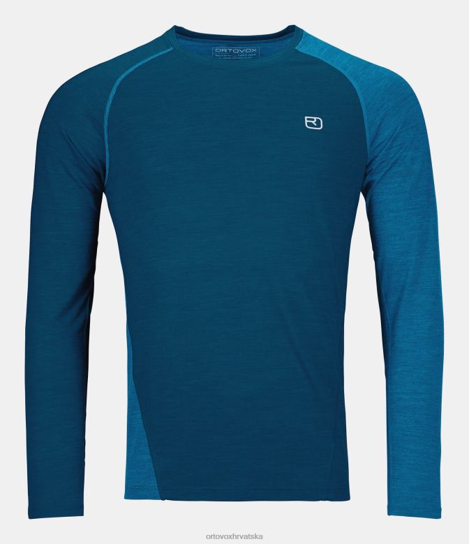 ORTOVOX muškarci petrol plava mješavina 120 cool tec dugih rukava s brzim podizanjem X0844705