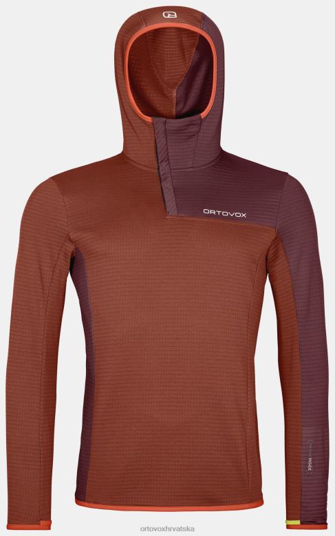 ORTOVOX muškarci glinena naranča flis light grid zn hoody X0844574