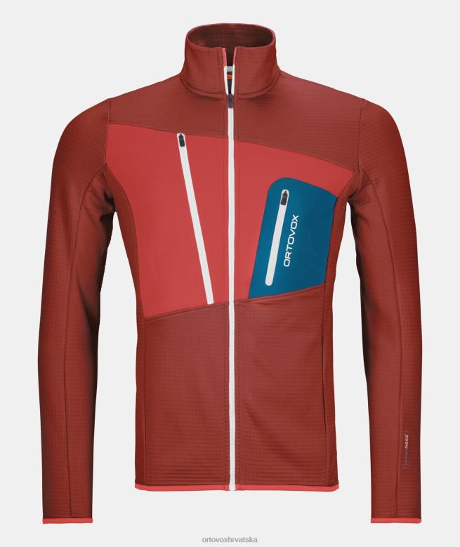 ORTOVOX muškarci glinena naranča mrežasta jakna od flisa X0844121