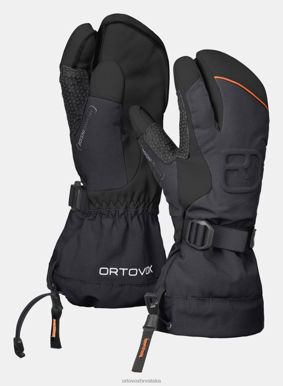 ORTOVOX muškarci crni gavran merino freeride rukavica s 3 prsta X0844429